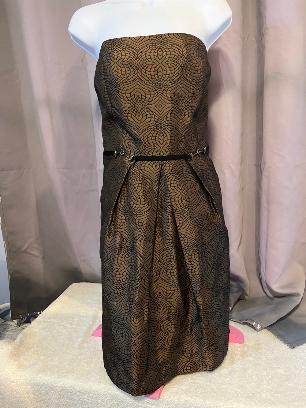 ANTONIO MELANI Eclipse Strapless Black and Bronze Mini Cocktail Dress